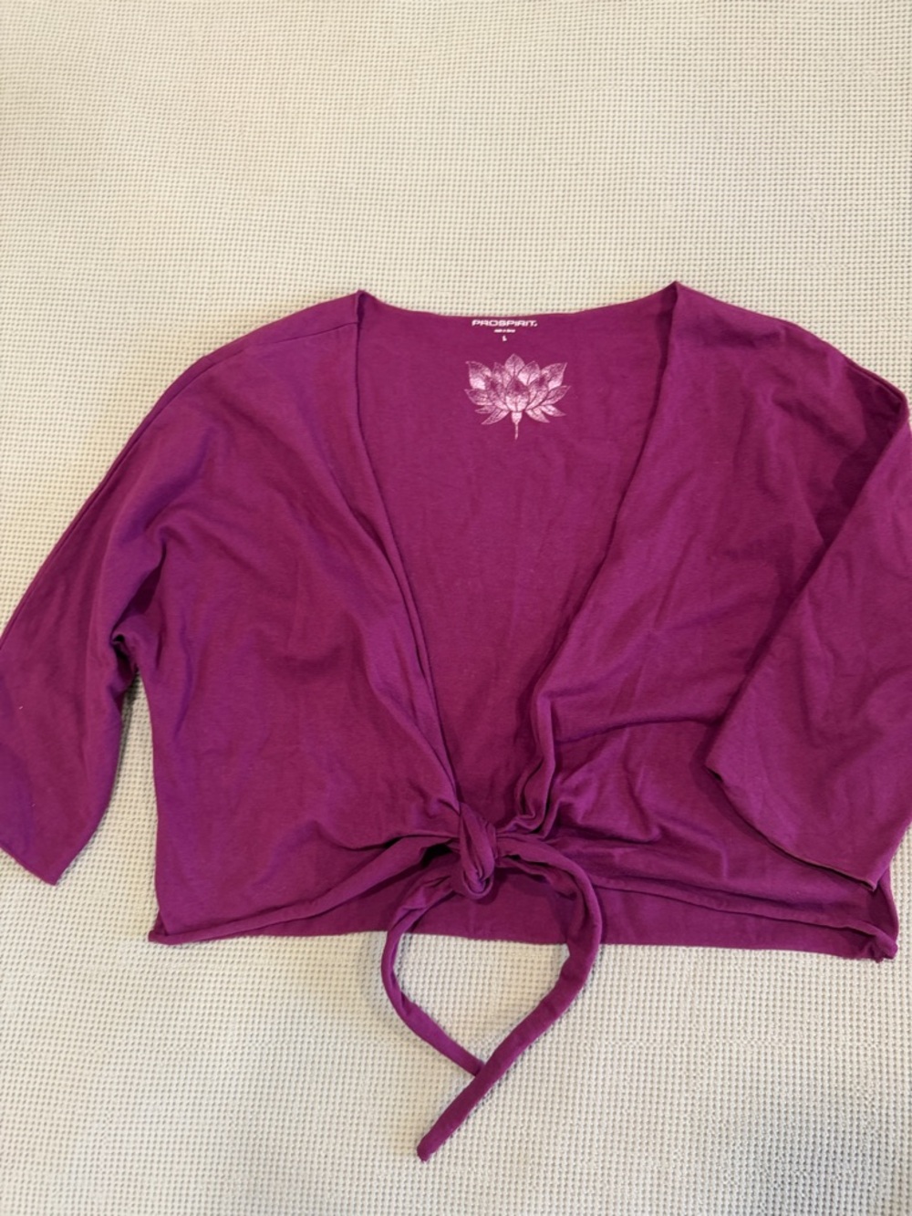 Purple Tie-Front Cropped Cardigan